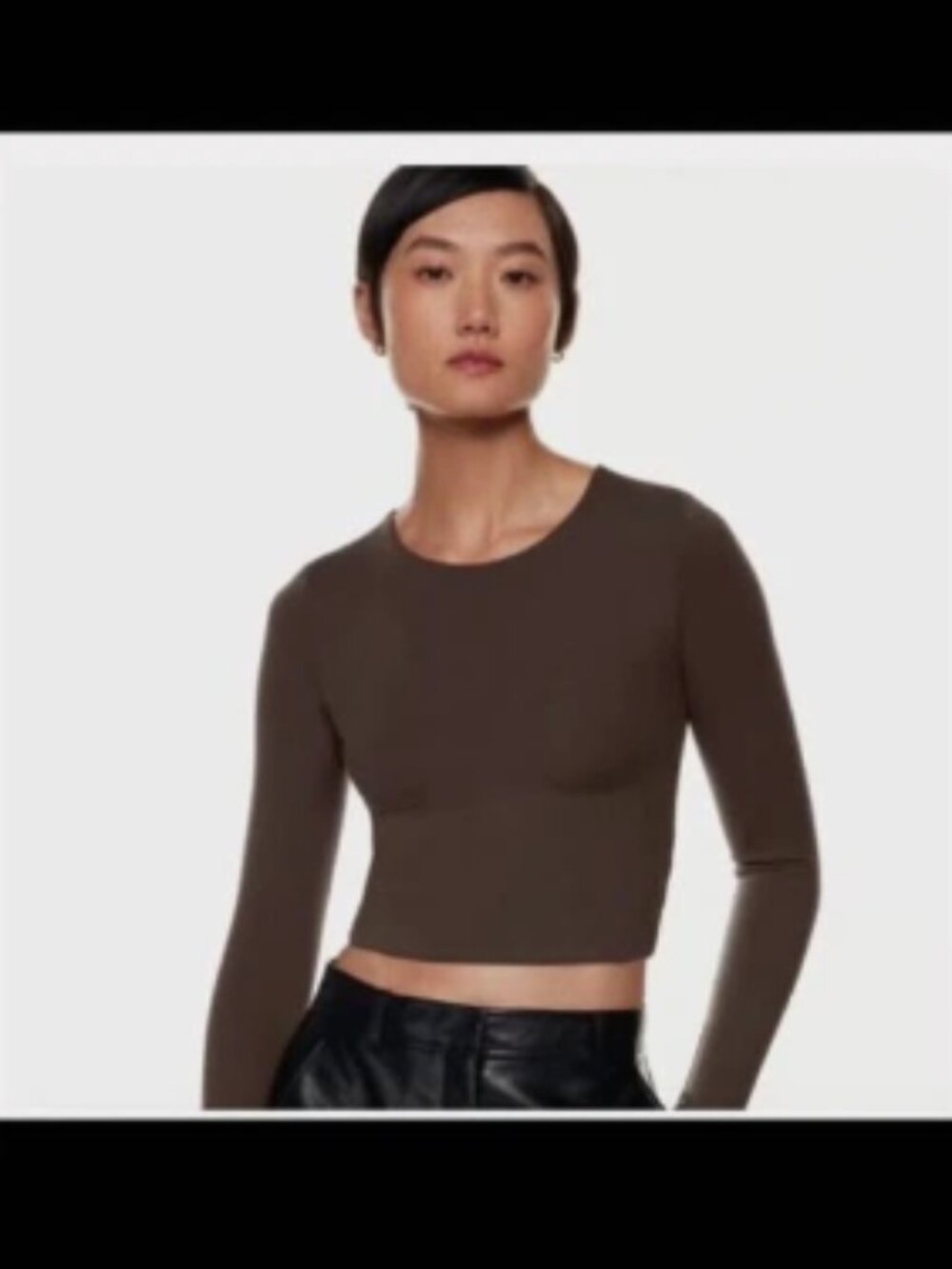 Aritzia Babaton Brown Contour Cropped Long Sleeve Top S - NWT